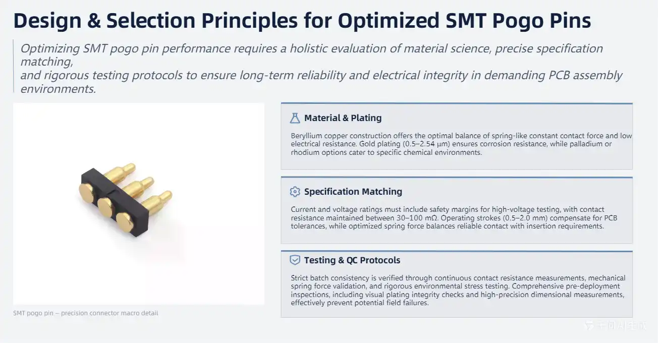 Design and Selection Principles for Optimized SMT Pogo Pin Performance Design and Selection Principles for Optimized SMT Pogo Pin Performance